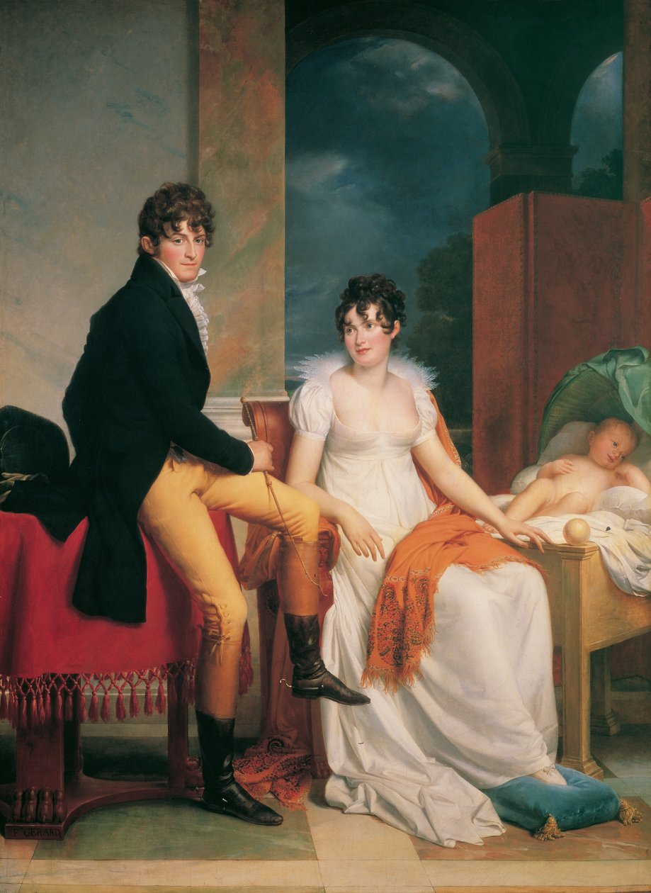 Moritz Christian Reichsgraf von Fries met zijn vrouw Maria Theresia Josepha, geb. Prinses Hohenlohe-Waldenburg-Schillingsfürst, en zoon Moritz door Francois Pascal Simon Gerard