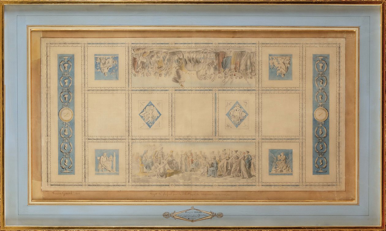 Studie voor het beschilderde plafond van de bibliotheek in het Conservatorium door Francois Pascal Simon Gerard