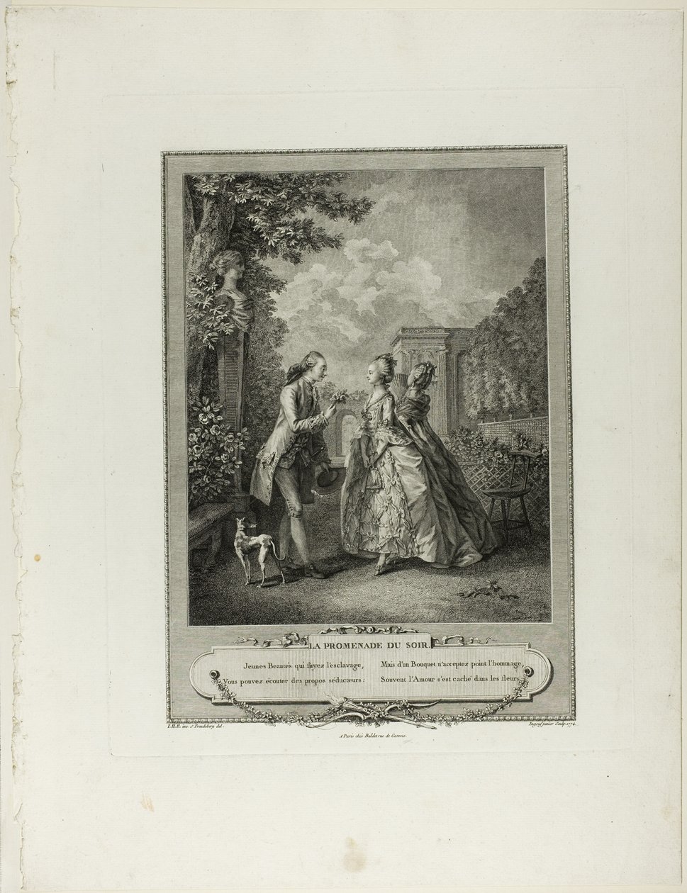 Avondwandeling, van Monument du Costume Physique et Moral de la fin du Dix-huitième siècle door Francois Robert Ingouf