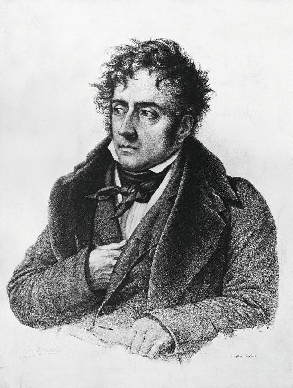 Portret van Francois-Rene, burggraaf de Chateaubriand (1768-1848), Franse schrijver, politicus, diplomaat en historicus door Francois Seraphin Delpech