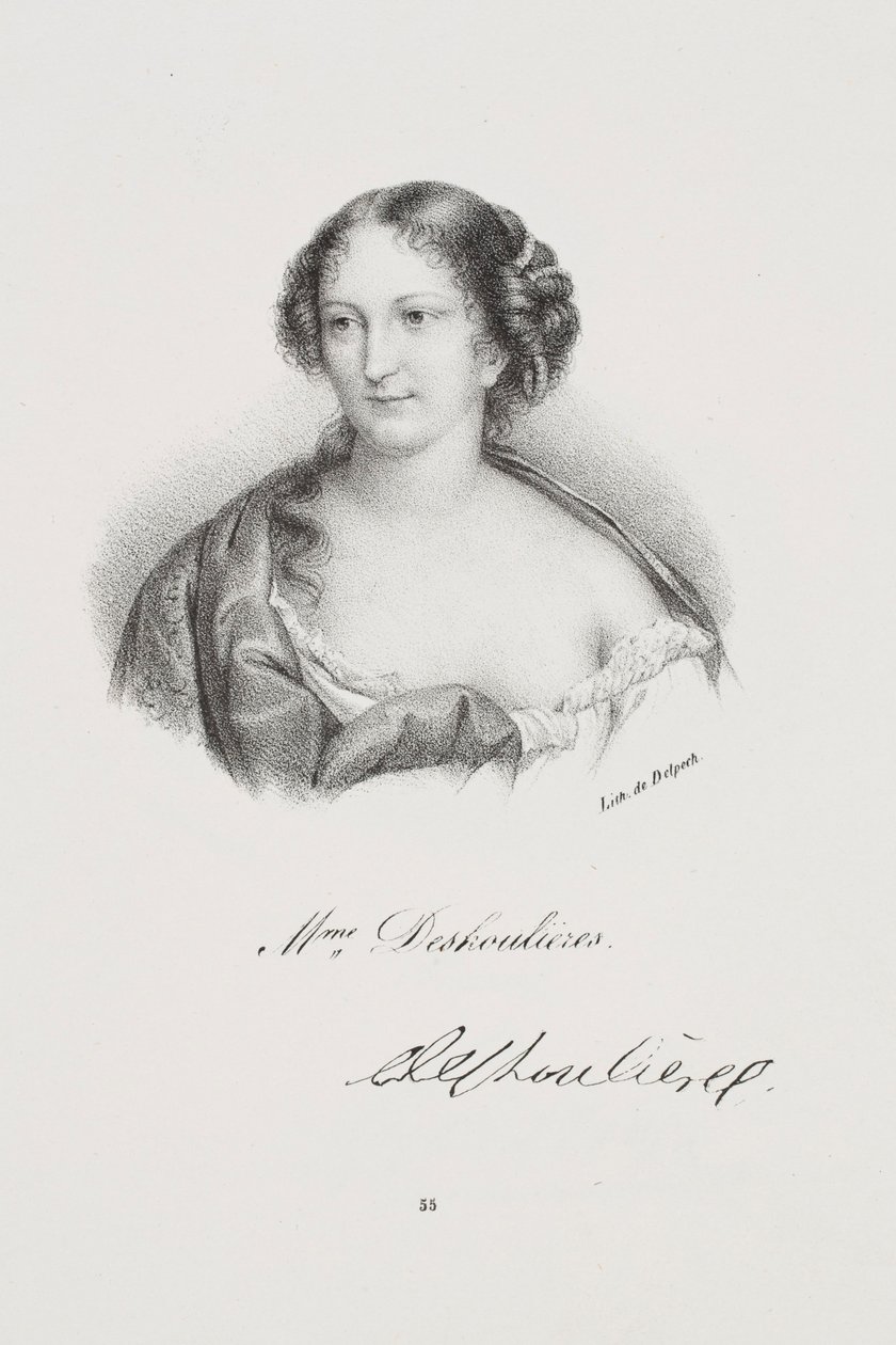Portret van de schrijfster Antoinette Des Houlières door Francois Seraphin Delpech