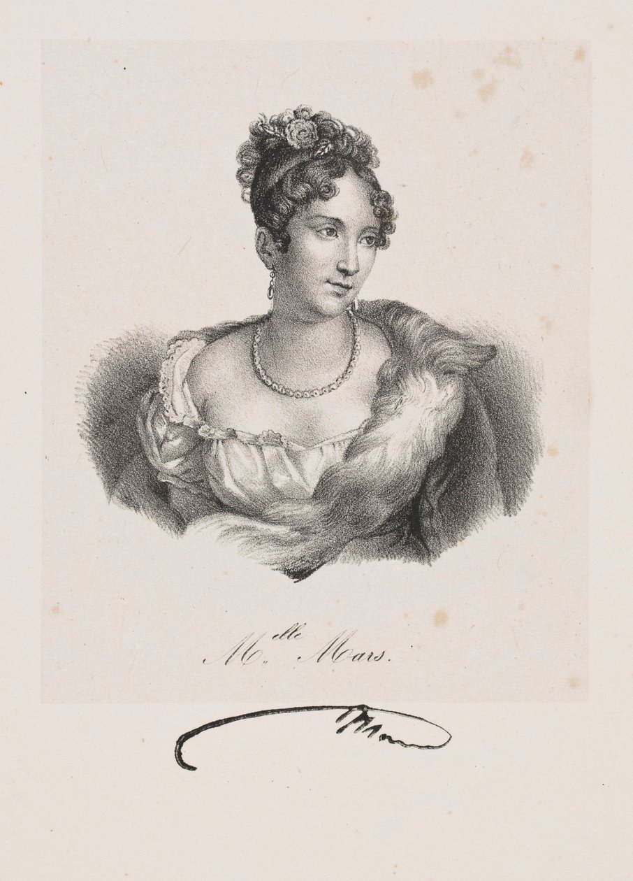 Portret van juffrouw Mars (pseudoniem van Anne Françoise Hyppolyte Boutet Salvetat) door Francois Seraphin Delpech
