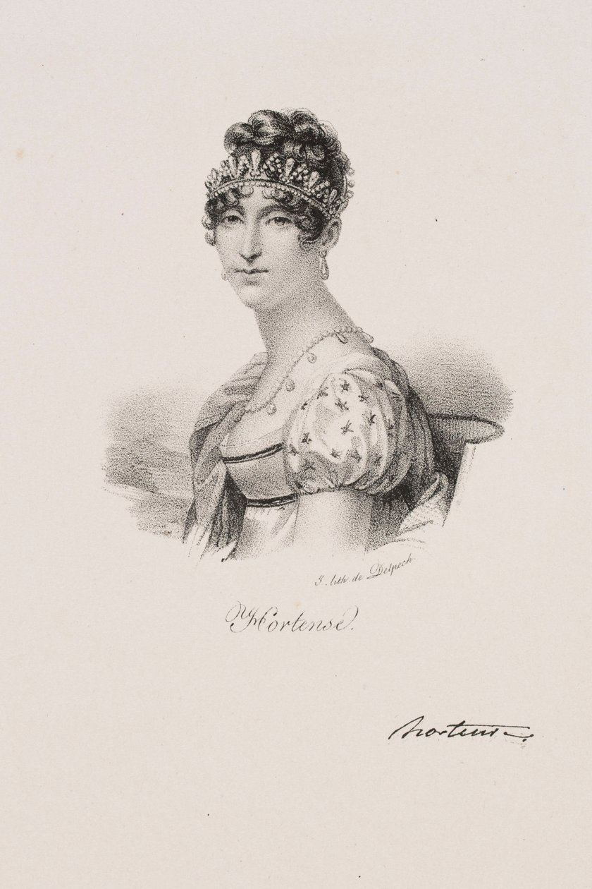 Portret van koningin Hortense Eugénie Cécile de Beauharnais door Francois Seraphin Delpech
