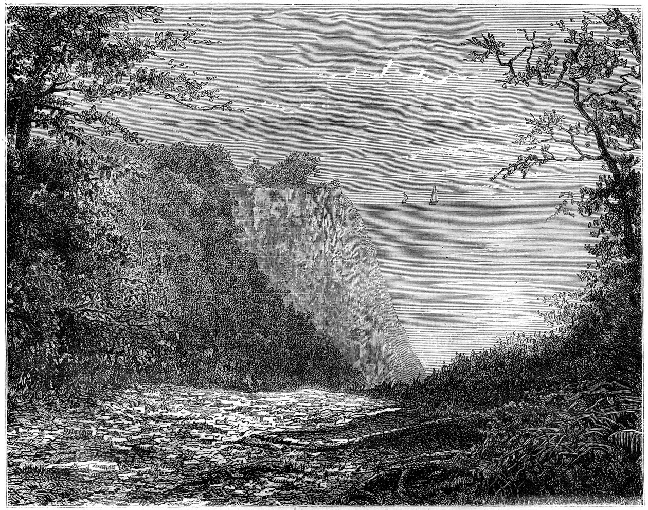 De krijtrotsen bij de Königsstuhl, Rügen, Duitsland, 19e eeuw door Francois Stroobant