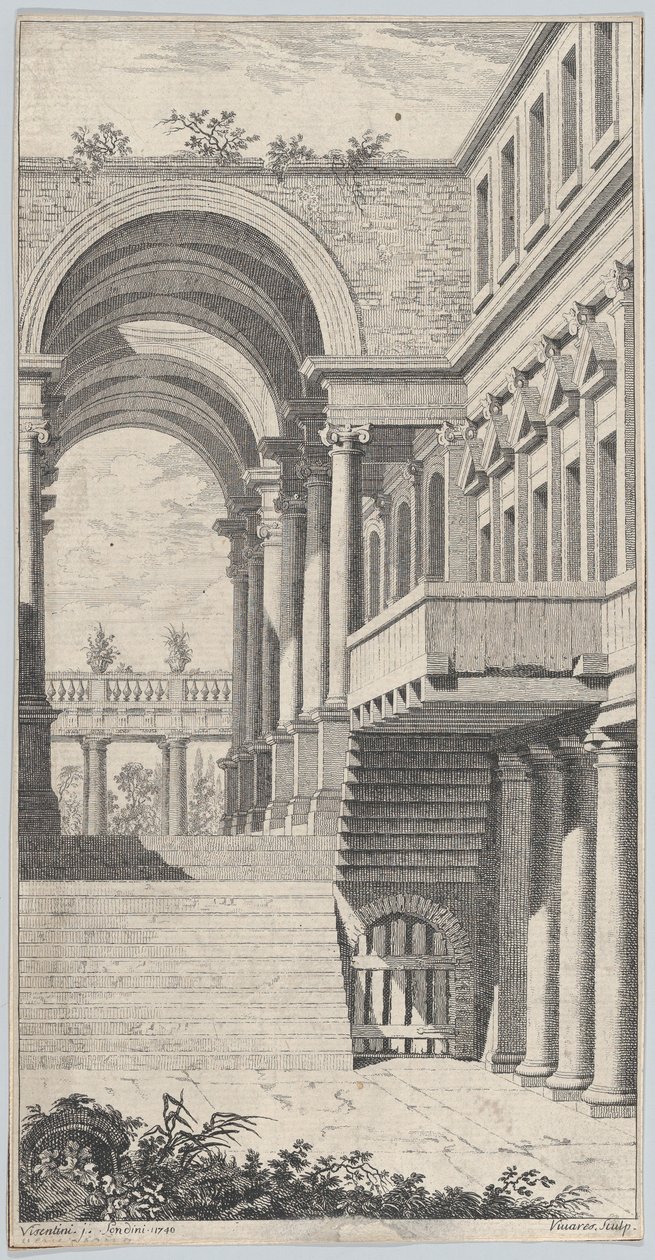 Architectonisch uitzicht met een boog. door Francois Vivares