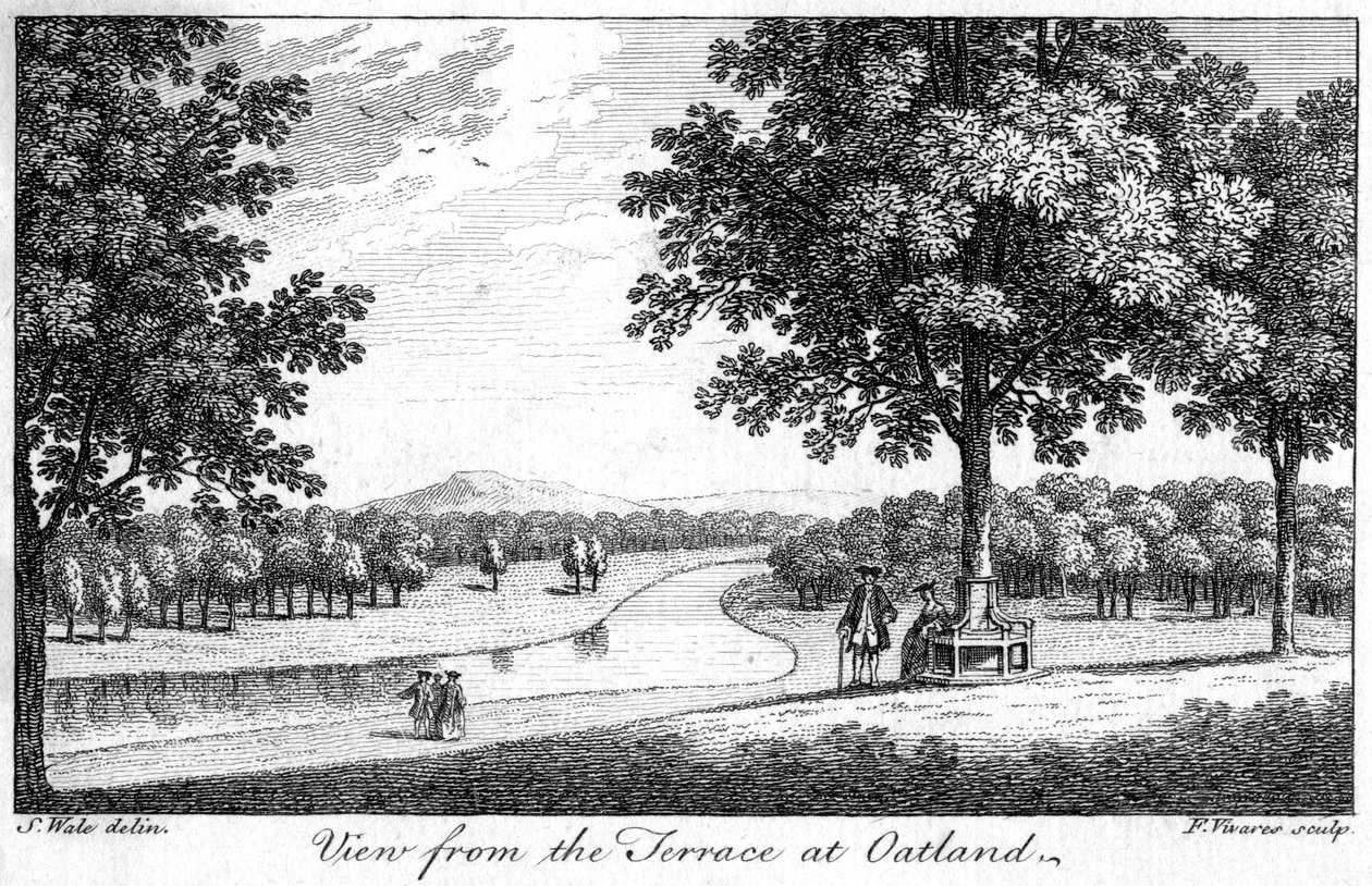 Uitzicht vanaf het terras in Oatland, 18e eeuw door Francois Vivares