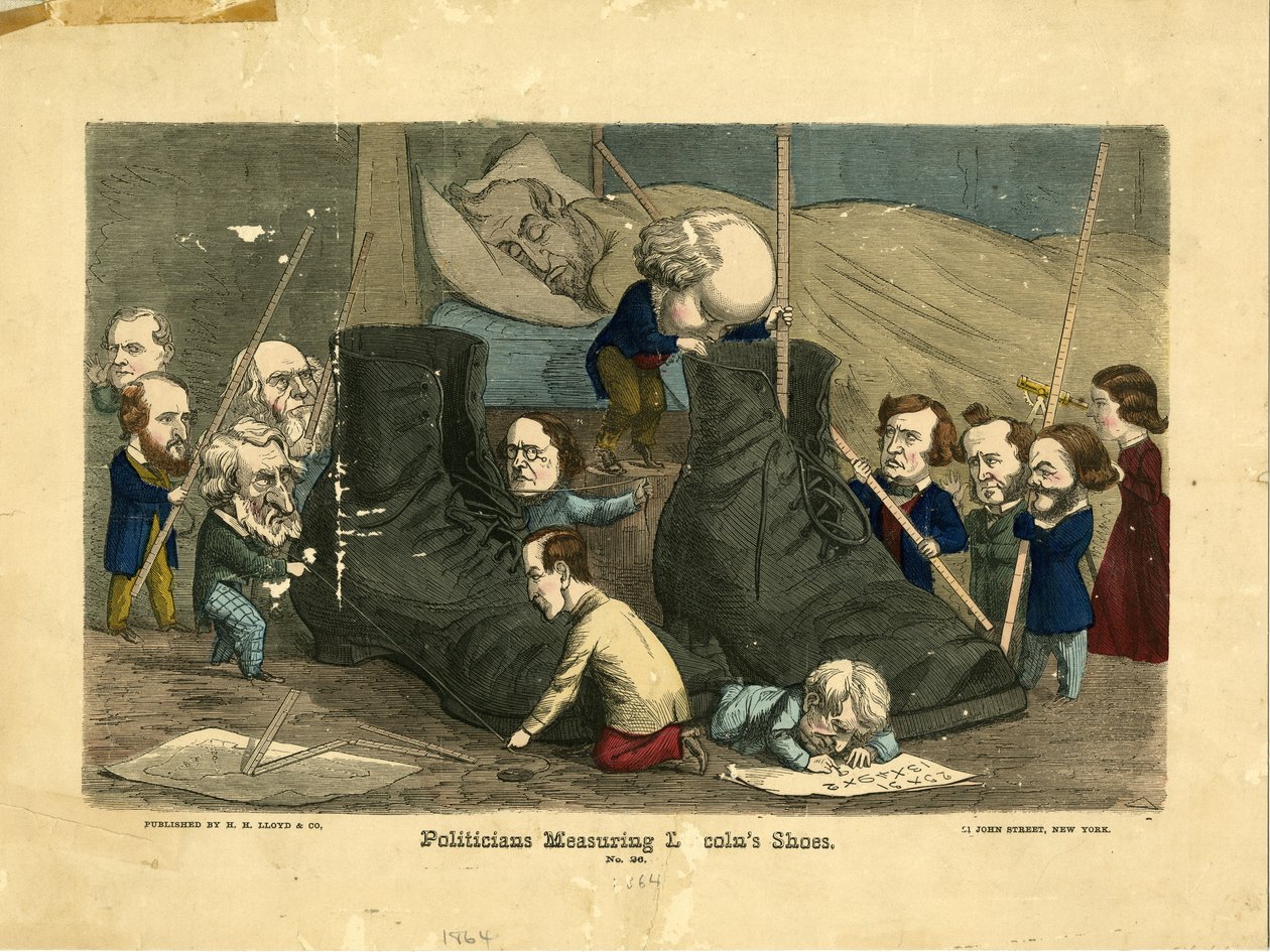 Politici meten Lincolns schoenen, 1864 door Frank Bellew