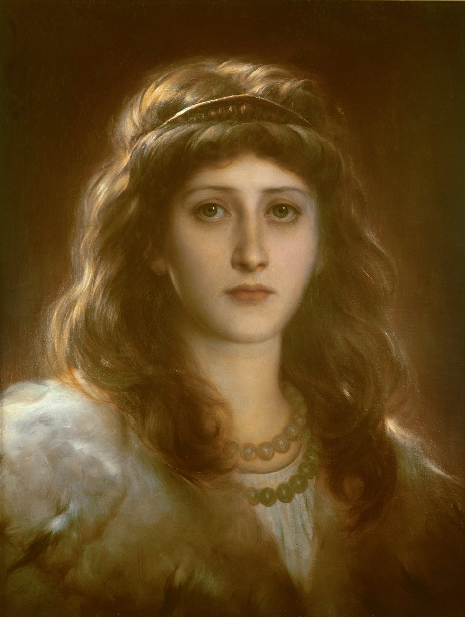 Portret van een dame door Frank Dicksee