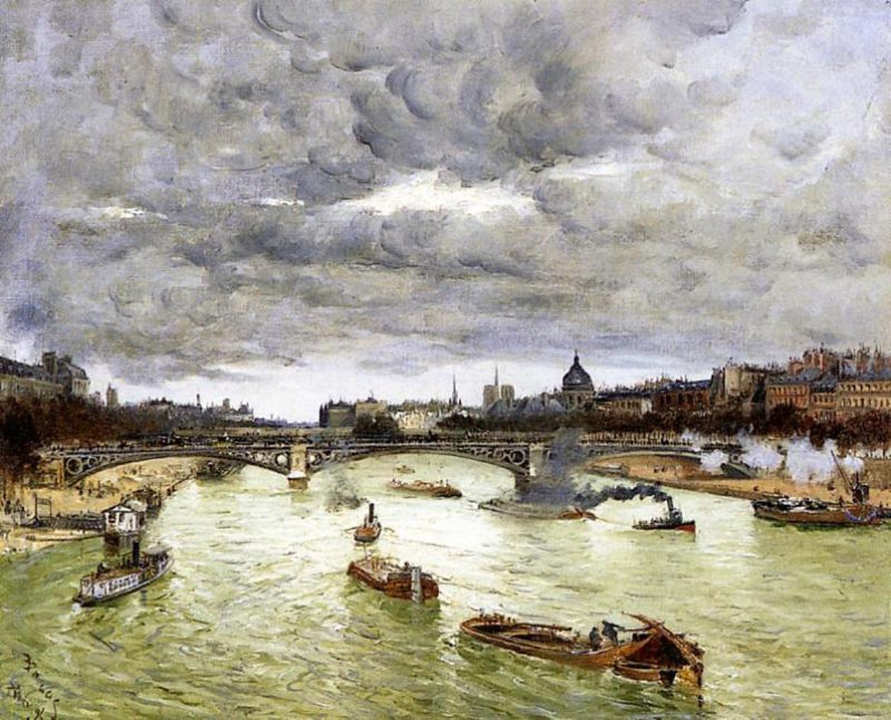 Parijs, de Seine en de Alexander III-brug, 1896 door Frank Myers Boggs