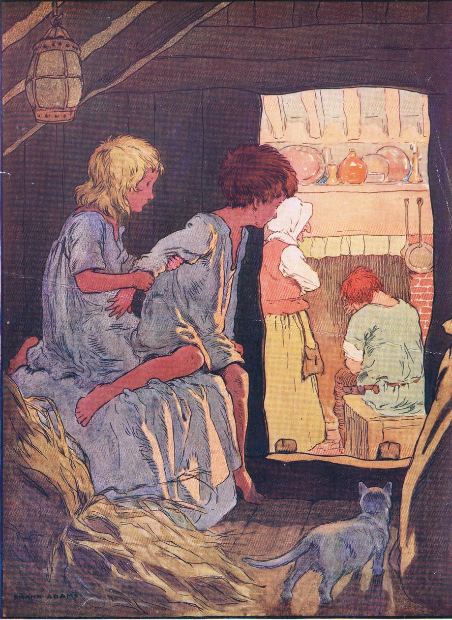 De kinderen konden niet slapen, uit Hans en Grietje gepubliceerd door Blackie & Son Limited, ca. 1940 door Frank Adams
