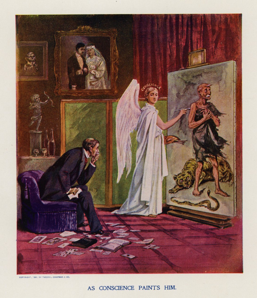 Zoals het geweten hem schildert (kleurenlitho) door Frank Beard