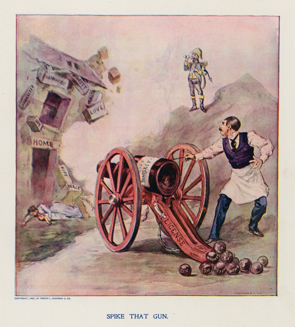 Spike dat pistool! (kleurenlitho) door Frank Beard