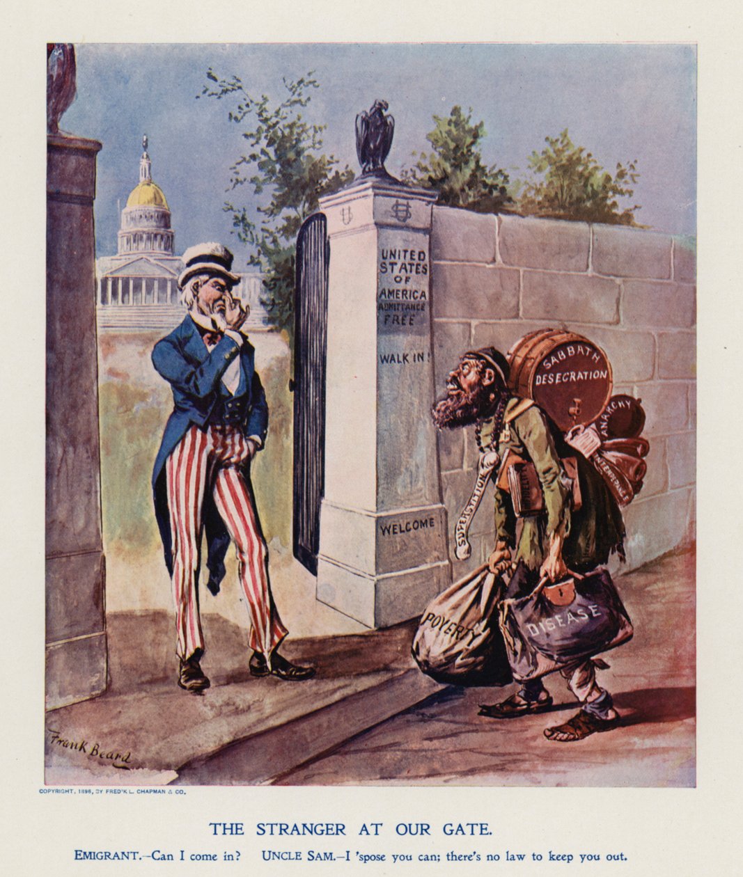 De immigrant (kleurenlitho) door Frank Beard