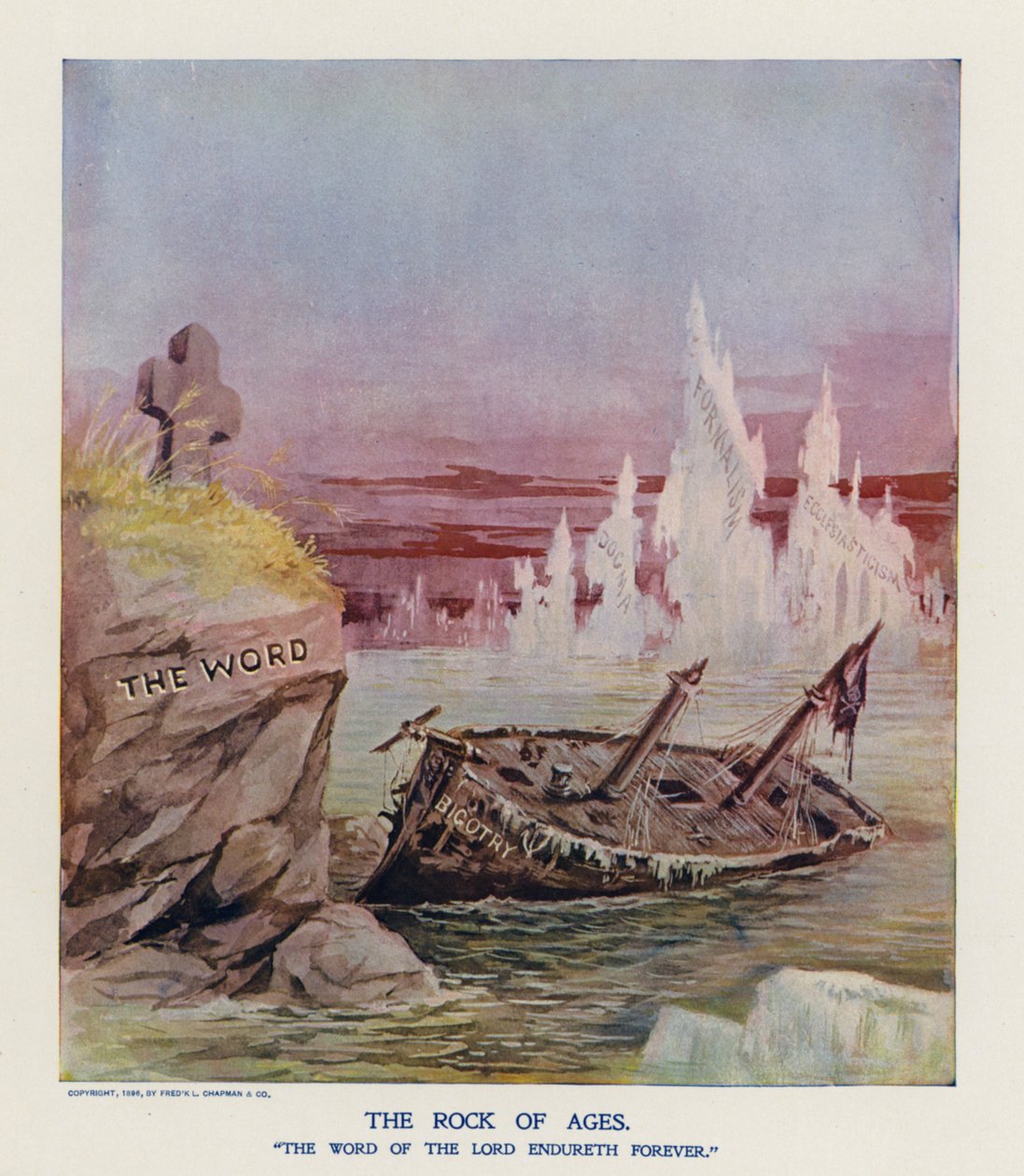 De rots der Ages (kleurenlitho) door Frank Beard