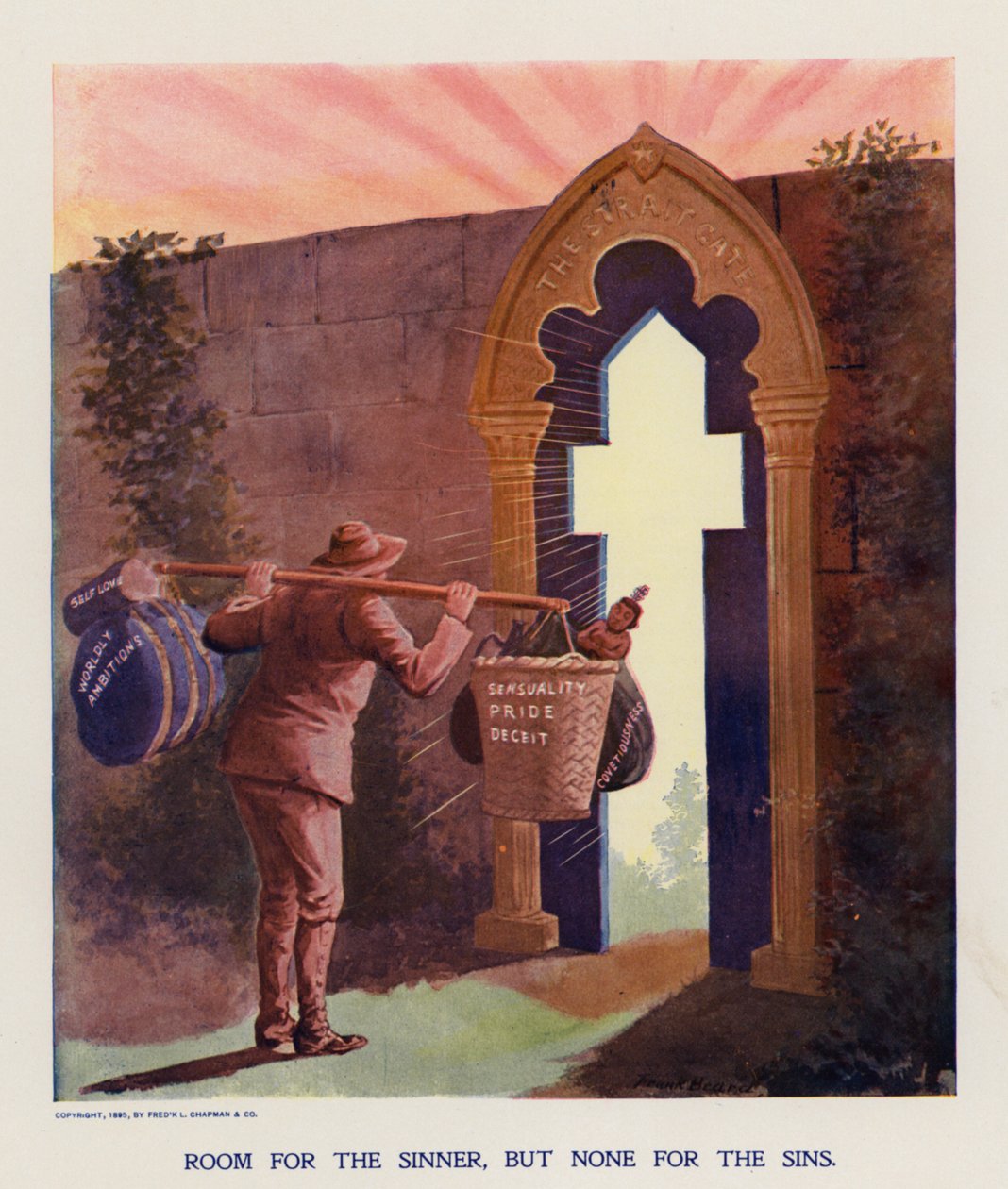 De zeestraat (kleurenlitho) door Frank Beard