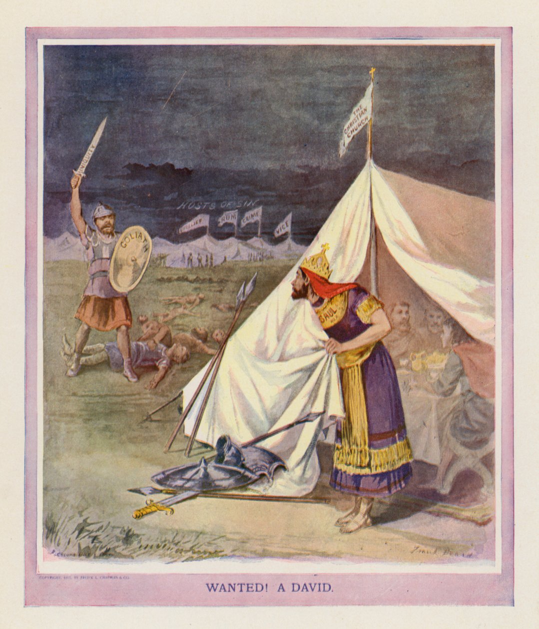 Gezocht! Een David (kleurenlitho) door Frank Beard