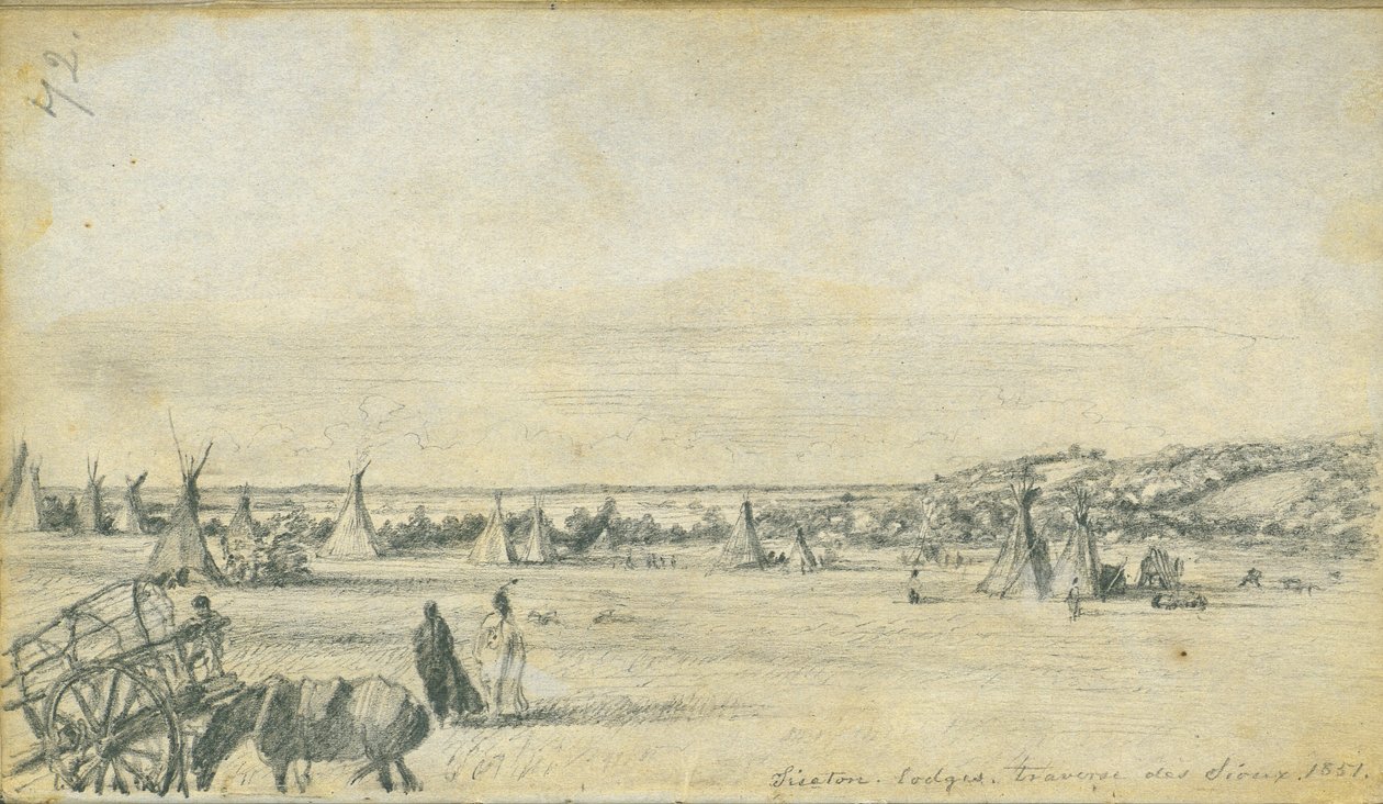 Siseton Lodges, Traverse des Sioux, 1851 door Frank Blackwell Mayer
