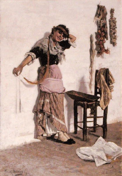 Een Venetiaans Marktmeisje door Frank Bramley