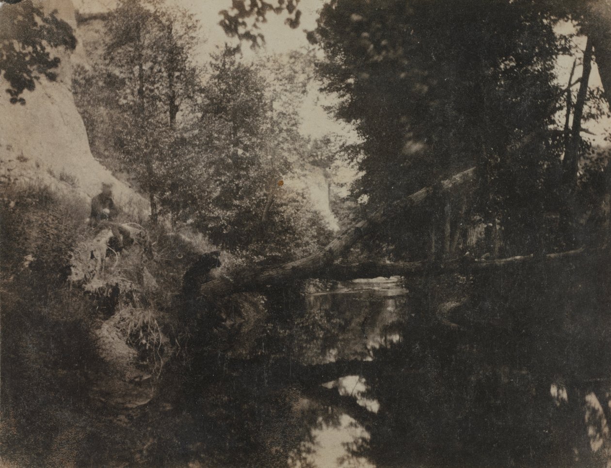 Landschap met Zittend Figuur aan de Oever van een Stroom door Frank Chauvassaignes