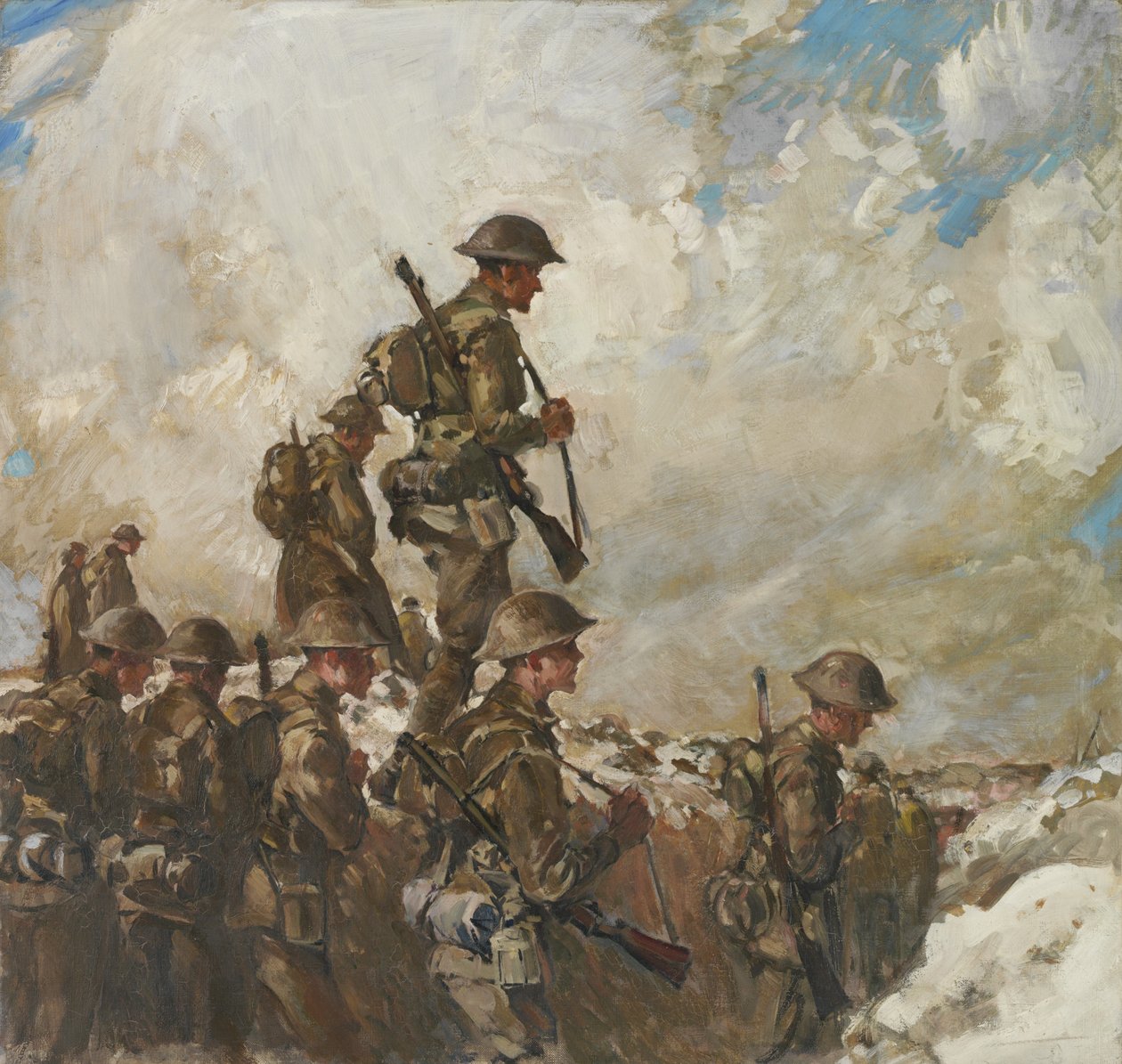 Door de sappen naar Pozieres, c.1918 door Frank Crozier