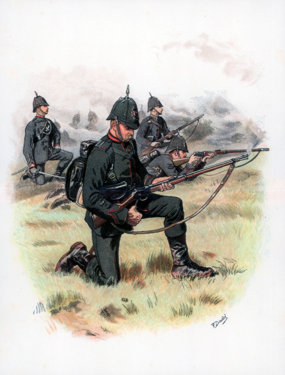 Marsorder, The Kings Royal Rifle Corps voorheen 60th Rifles, 1889 door Frank Dadd