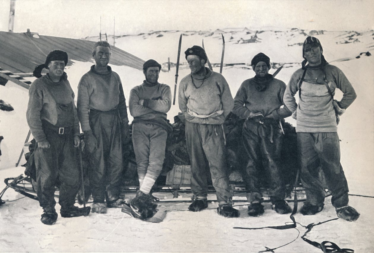 Lieut. Campbells Partij bij hun Terugkeer naar Cape Evans, 7 november 1912, 1913 door Frank Debenham