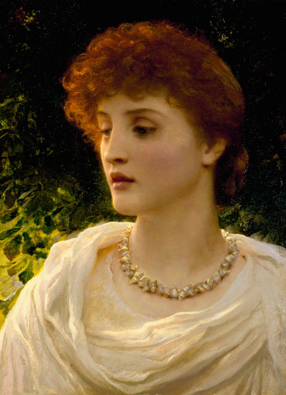 "Sylvia" Portret van een jonge vrouw uit de Engelse Victoriaanse bourgeoisie. Schilderij van Frank Dicksee (1853-1928) Privécollectie door Frank Dicksee