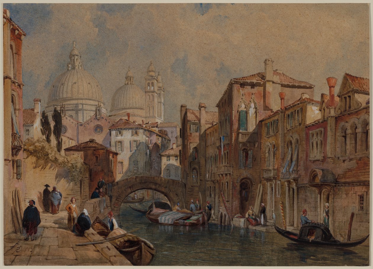Uitzicht op Venetië: De Koepel van Santa Maria della Salute Gezien vanaf de Achterkant van het Da Mula Paleis, kijkend naar het Oosten door Frank Dillon