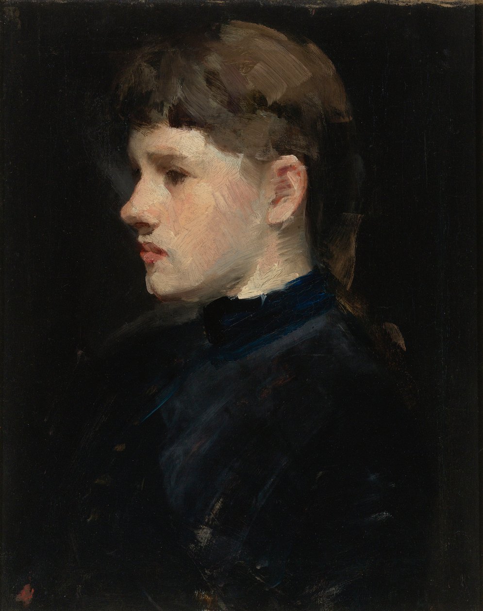 Portret van een dame (Hoofd van een meisje) door Frank Duveneck