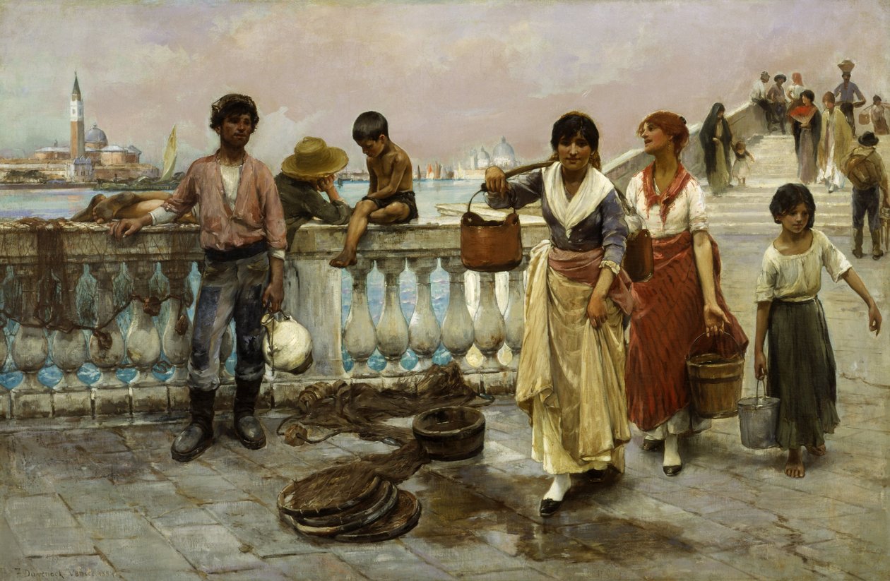 Waterdragers, Venetië door Frank Duveneck