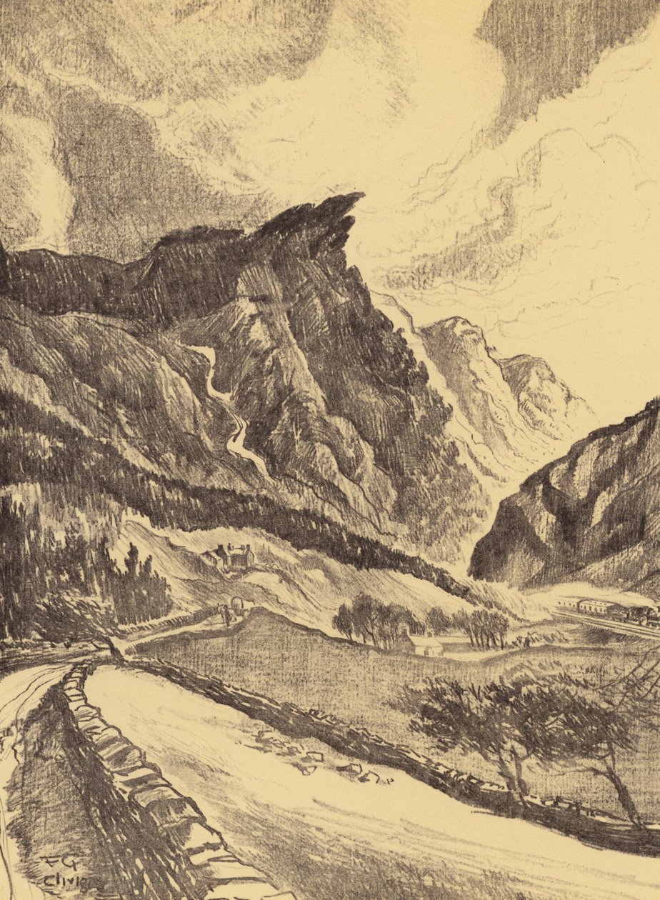 De kloof van Cliviger (litho) door Frank Greenwood