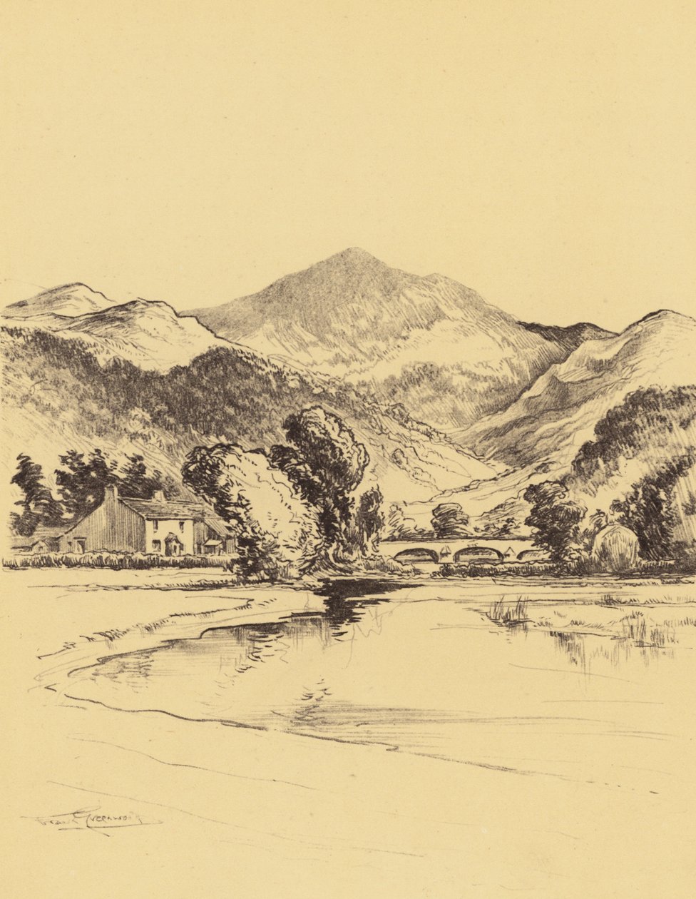 De vallei van de Duddon (litho) door Frank Greenwood