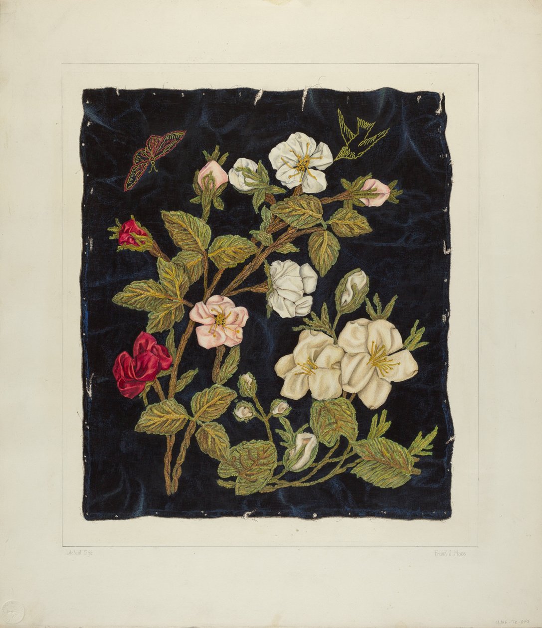 Handgemaakte bloemen op zwart, 1935-1942 door Frank J Mace
