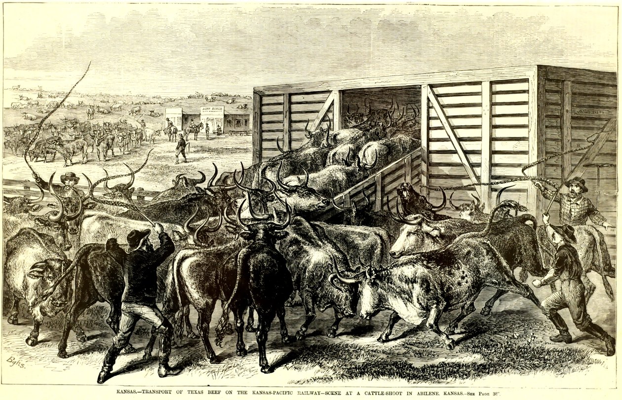 Veekraal in Abilene, Kansas, c. 1871 door Frank Leslie