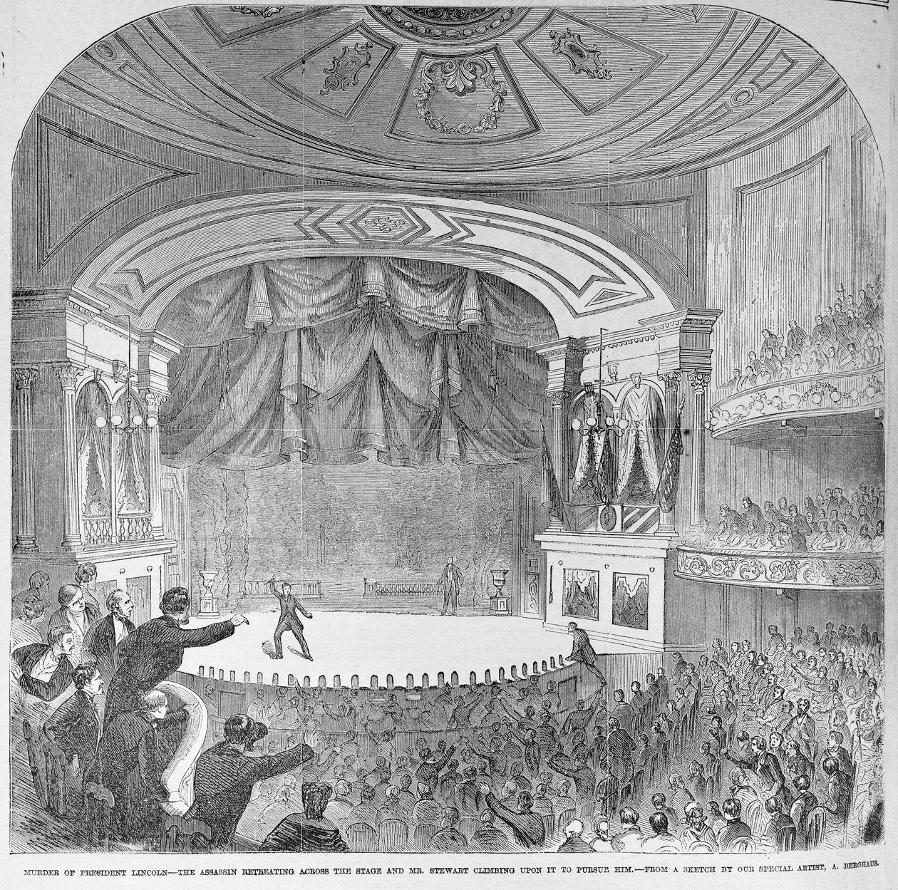 De moord op Abraham Lincoln (1809-65) in de loge van Ford