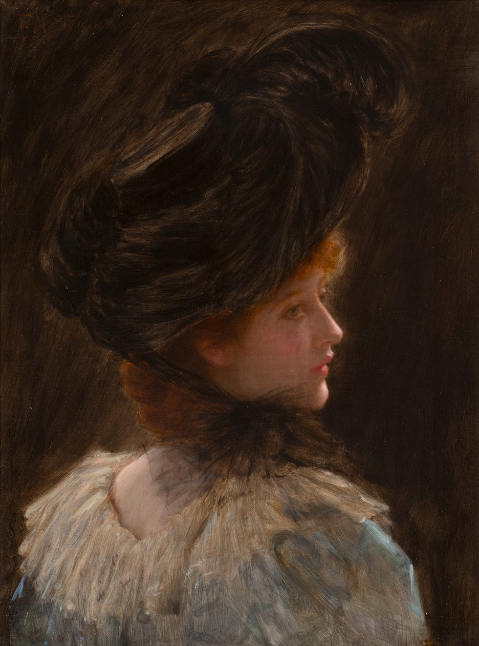 Een vluchtige blik (olieverf op doek) door Frank Markham Skipworth