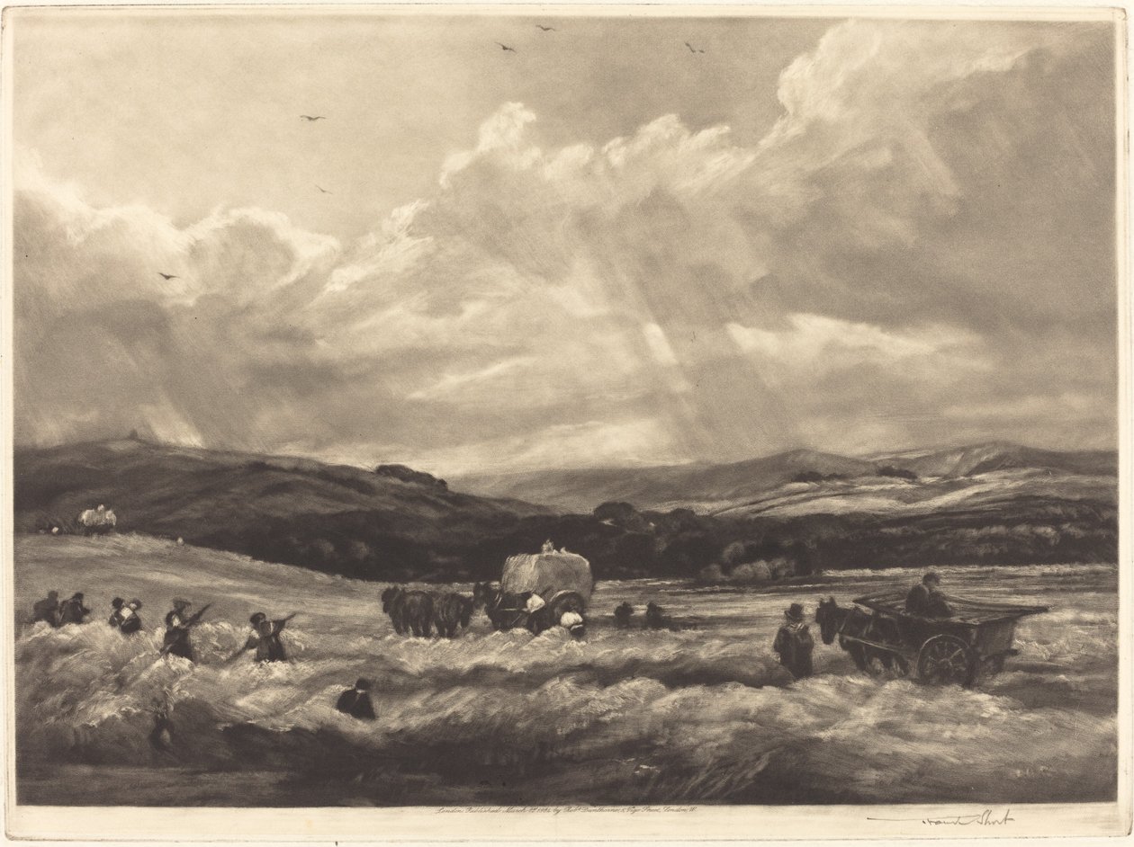 Hooiweide in Yorkshire door Frank Short, after Peter De Wint