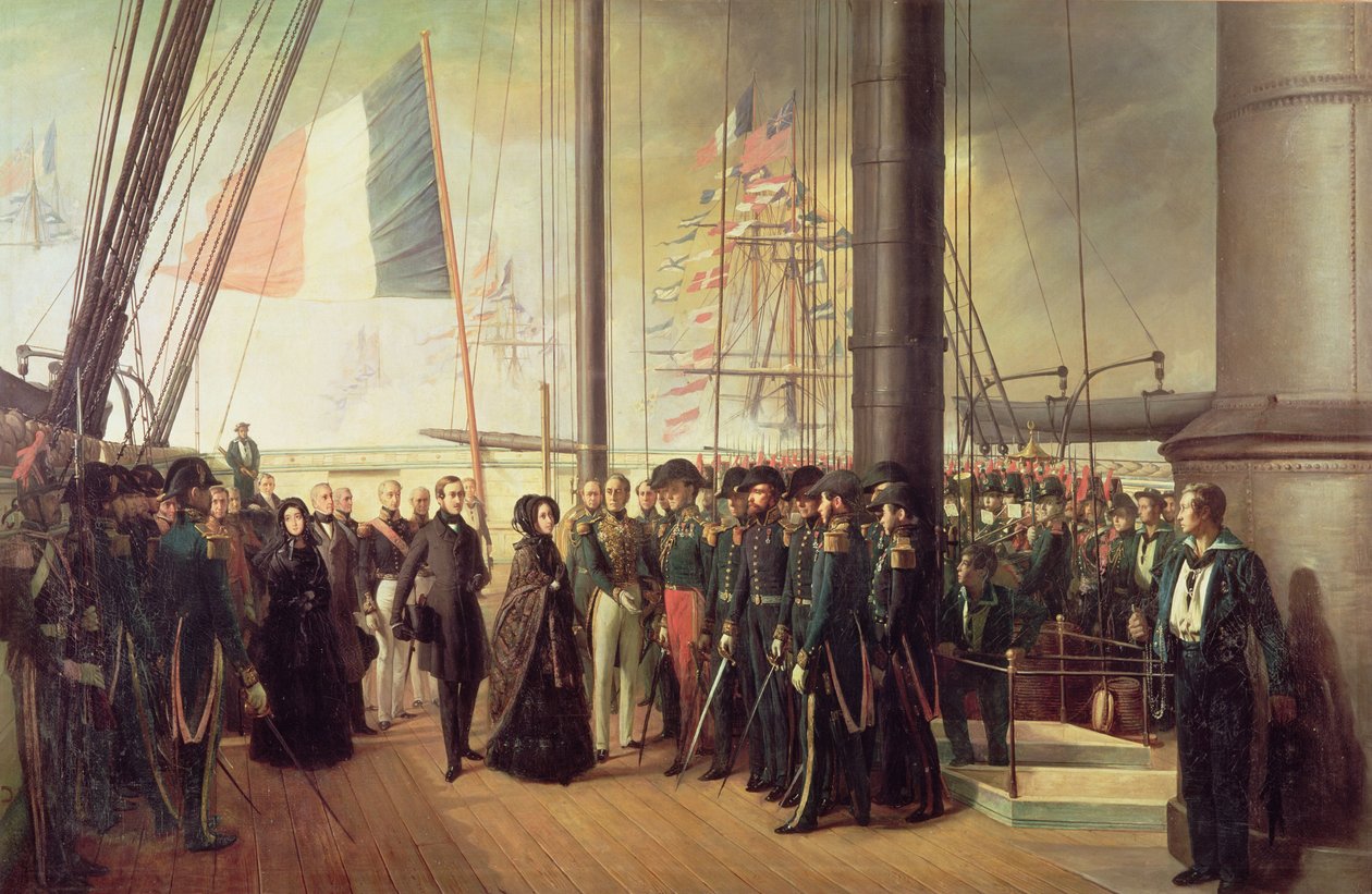 Koningin Victoria I, ontvangen aan boord van de stoomboot 