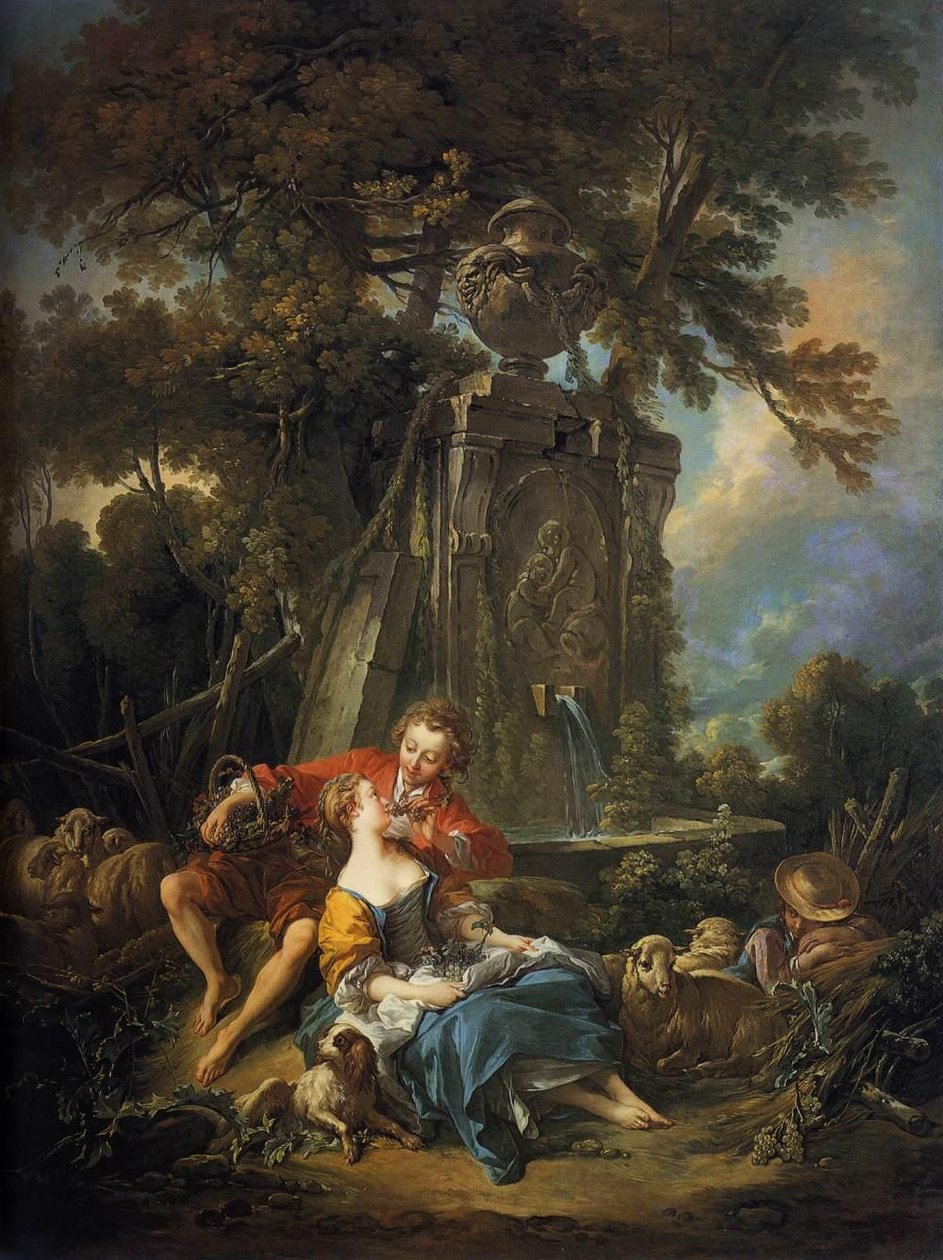 Een herfstige pastorale door François Boucher