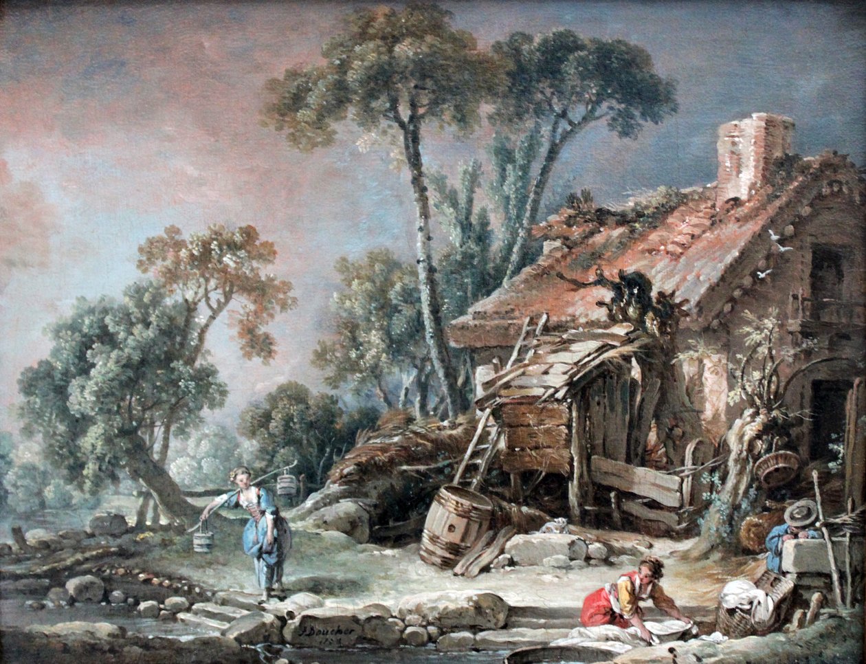 Landschap met boerderij door François Boucher