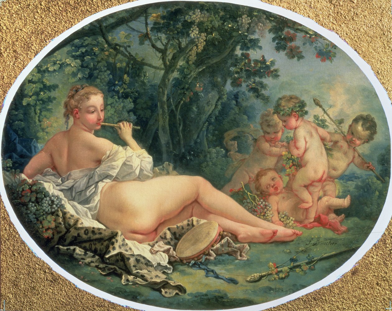 Maenade die de fluit speelt, 1735-38 door François Boucher