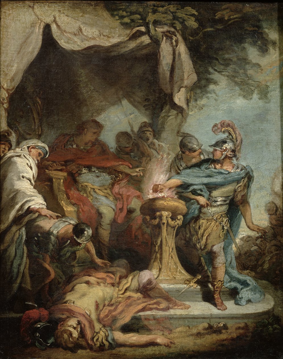 Mucius Scaevola voor Porsenna door François Boucher