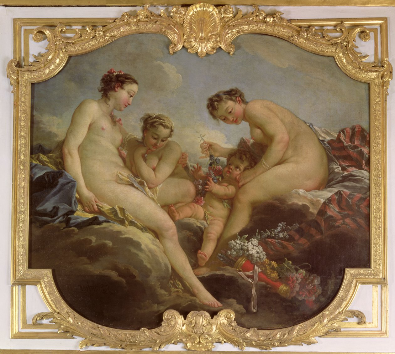 De Drie Gratiën, decoratief paneel uit de Slaapkamer van de Prinses van Rohan, ca.1735-40 door François Boucher