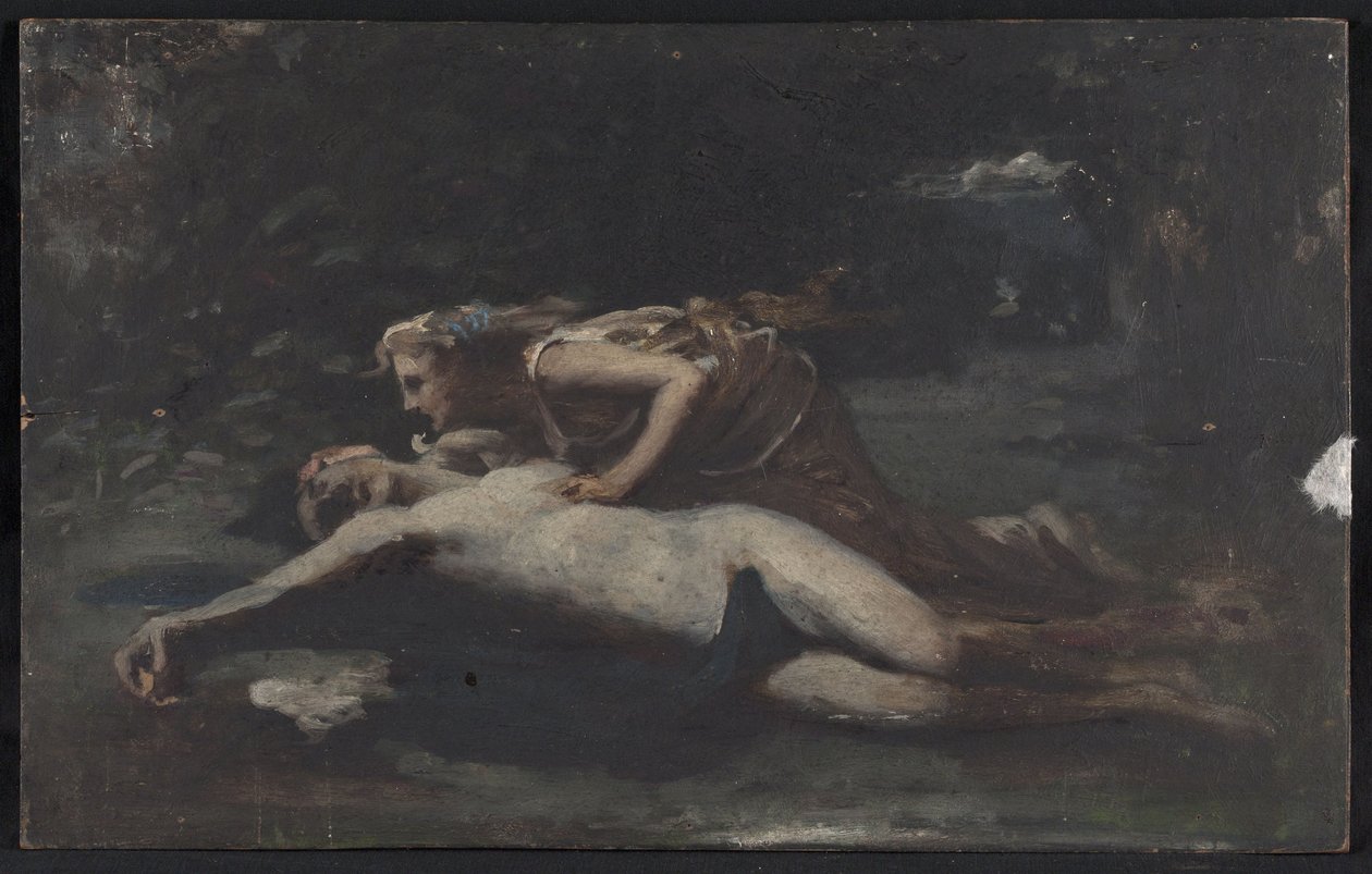 Pyramus en Thisbe, ca. 1875 door François Alfred Delobbe