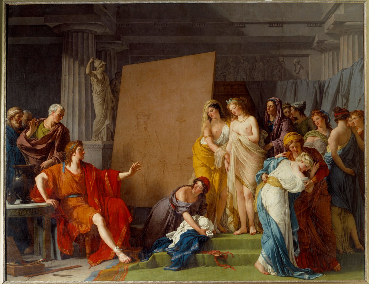 De schilder Zeuxis kiest de mooiste meisjes van Croton als model door François André Vincent