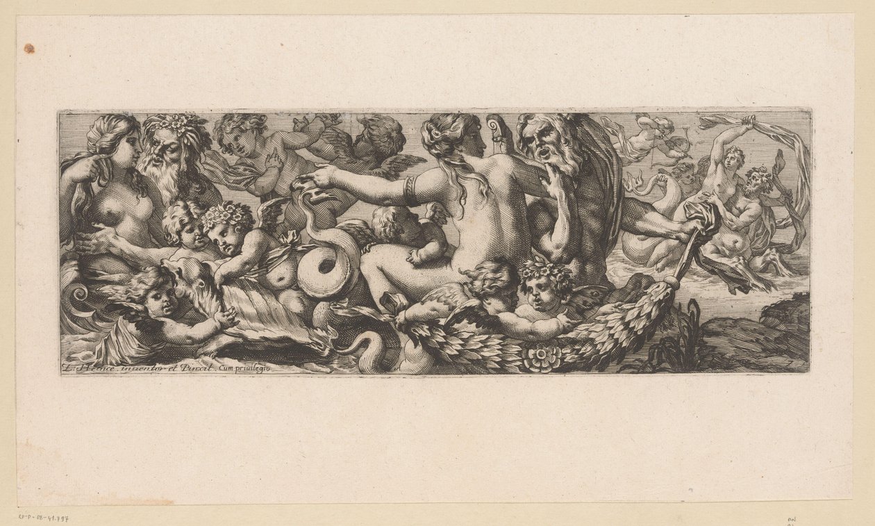 Triomf van Galatea met nereïden, saters en putti door François Bignon (attributed to)