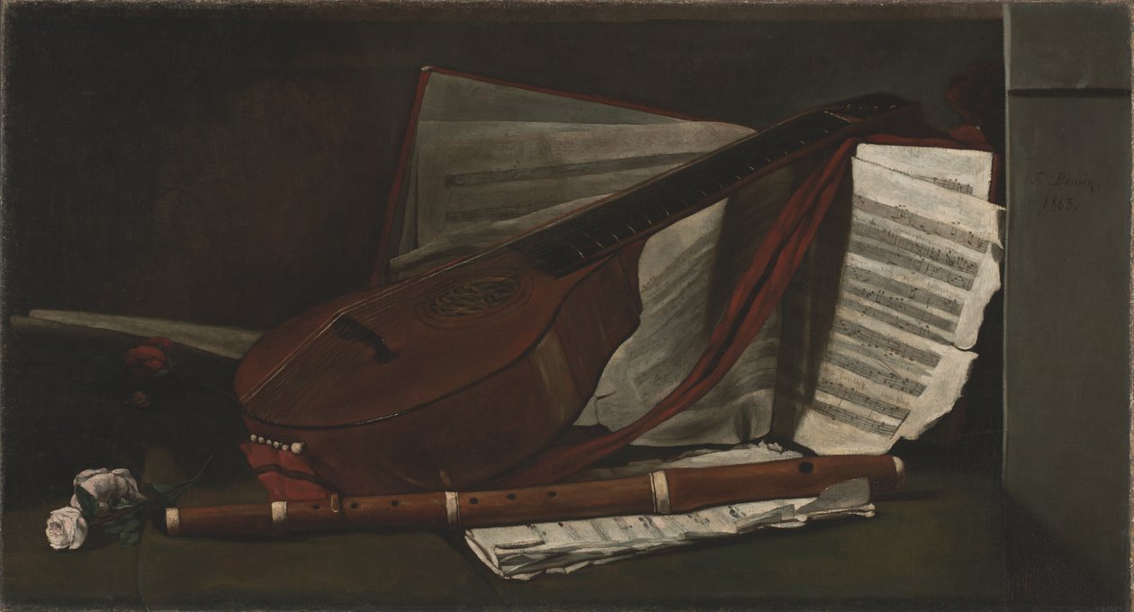 Attributen van muziek, 1863 door François Bonvin