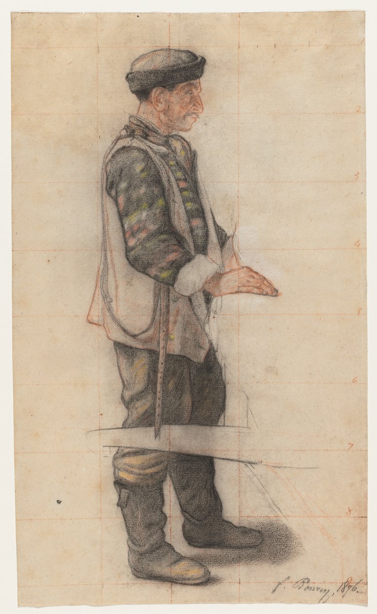 De Brancarddrager (Studie voor "Le Couvreur tombé") door François Bonvin