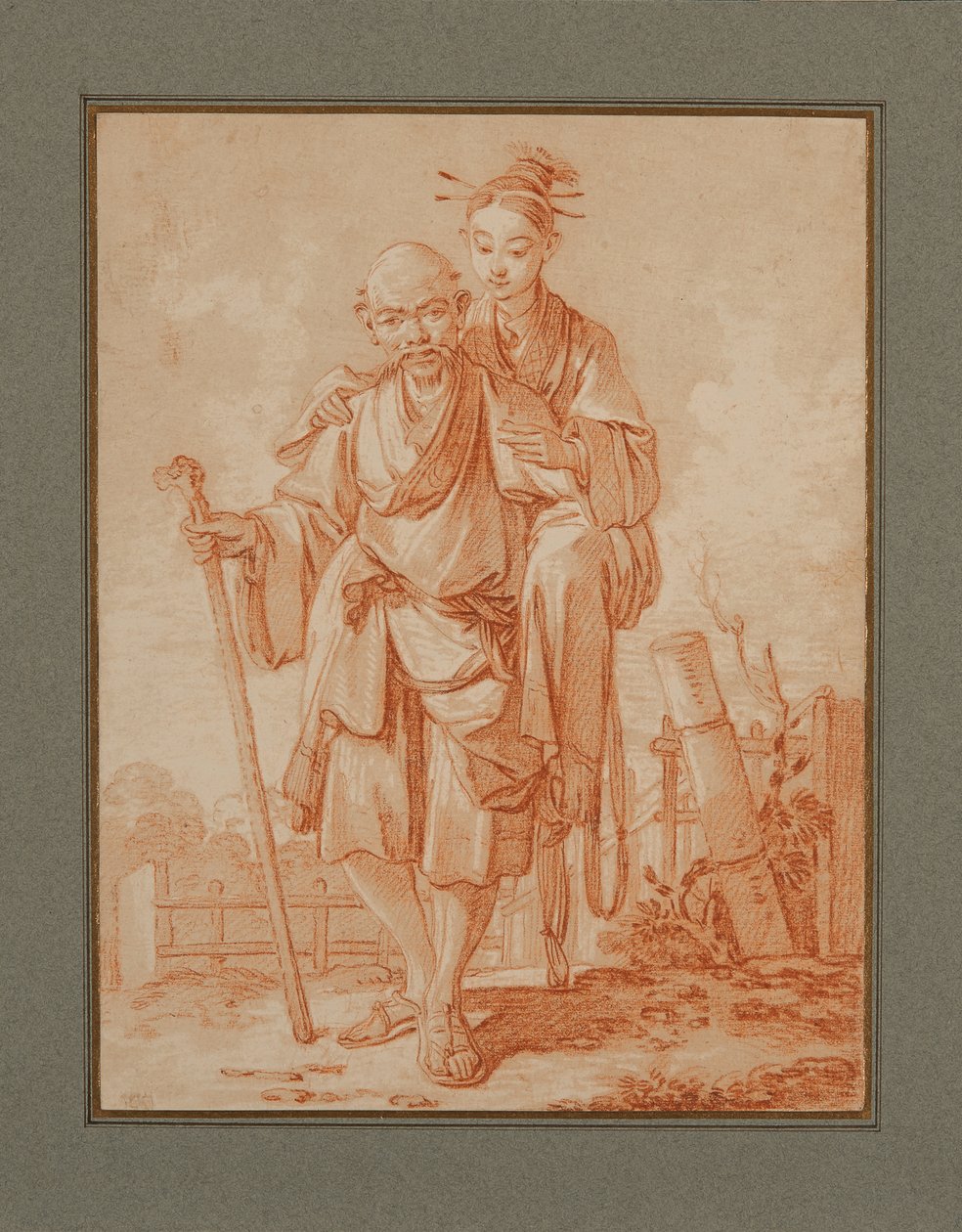 Chinees paar in een landschap door François Boucher
