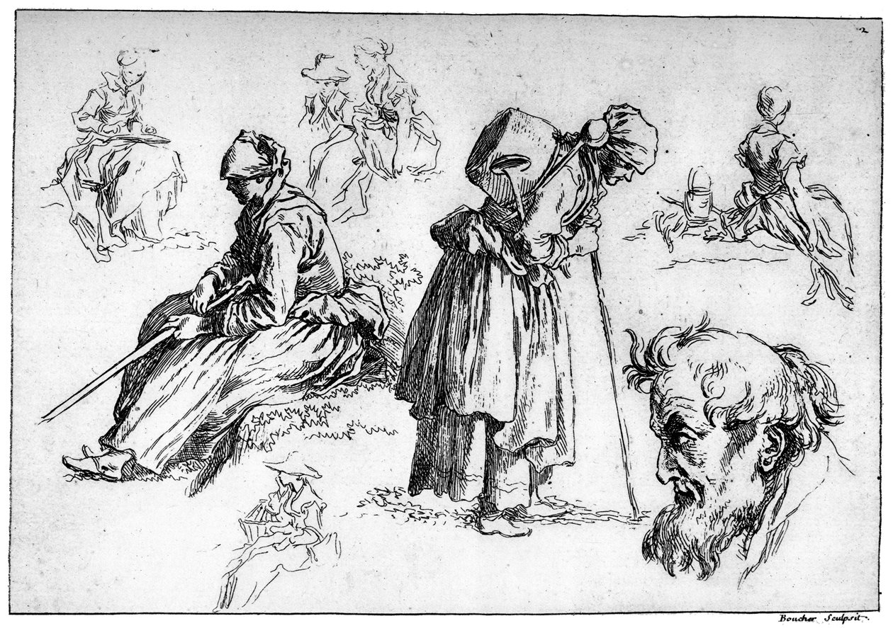 Diverse Figuren, c1720-1770, 1924 door François Boucher